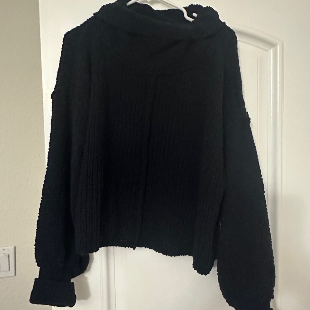 Free People Black Cowl Neck Sweater